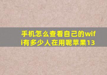 手机怎么查看自己的wifi有多少人在用呢苹果13