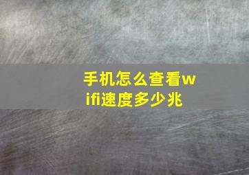 手机怎么查看wifi速度多少兆