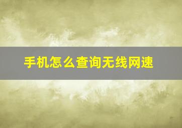 手机怎么查询无线网速