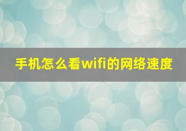 手机怎么看wifi的网络速度