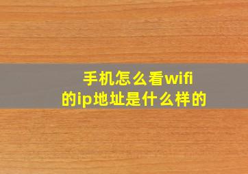 手机怎么看wifi的ip地址是什么样的