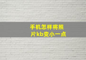 手机怎样将照片kb变小一点