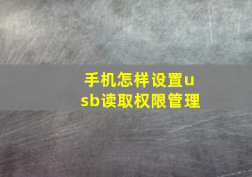 手机怎样设置usb读取权限管理