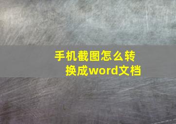 手机截图怎么转换成word文档