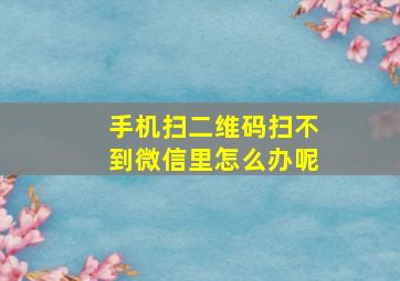 手机扫二维码扫不到微信里怎么办呢