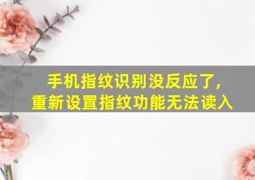 手机指纹识别没反应了,重新设置指纹功能无法读入