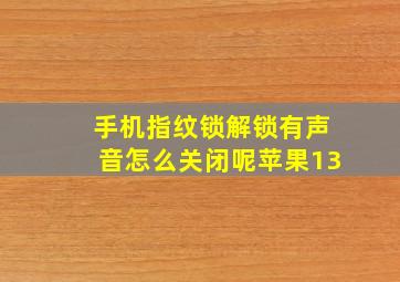 手机指纹锁解锁有声音怎么关闭呢苹果13