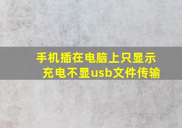 手机插在电脑上只显示充电不显usb文件传输