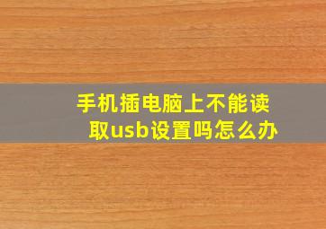 手机插电脑上不能读取usb设置吗怎么办