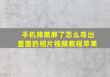 手机摔黑屏了怎么导出里面的相片视频教程苹果