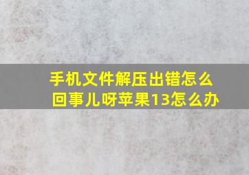 手机文件解压出错怎么回事儿呀苹果13怎么办