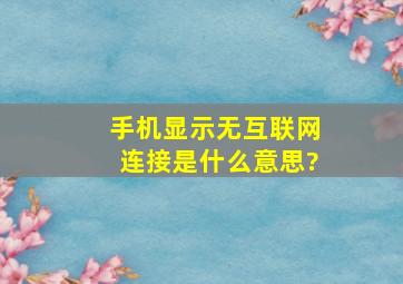 手机显示无互联网连接是什么意思?