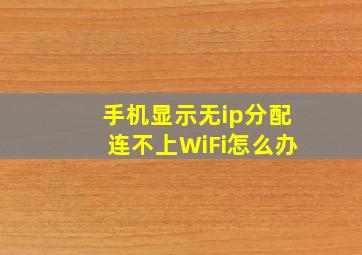 手机显示无ip分配连不上WiFi怎么办