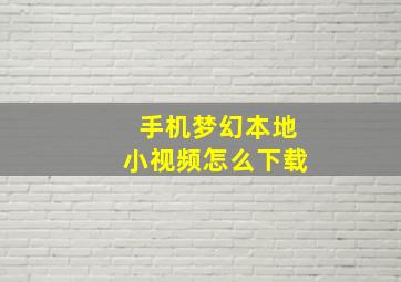 手机梦幻本地小视频怎么下载