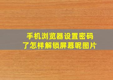 手机浏览器设置密码了怎样解锁屏幕呢图片