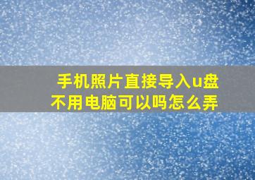 手机照片直接导入u盘不用电脑可以吗怎么弄