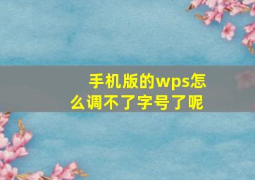 手机版的wps怎么调不了字号了呢