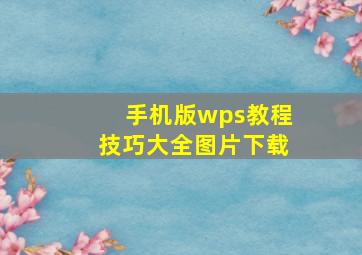 手机版wps教程技巧大全图片下载