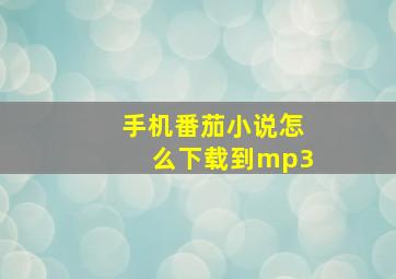 手机番茄小说怎么下载到mp3