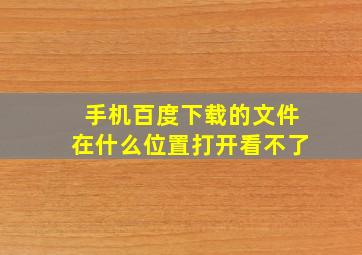 手机百度下载的文件在什么位置打开看不了