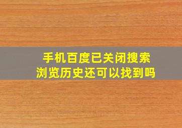 手机百度已关闭搜索浏览历史还可以找到吗