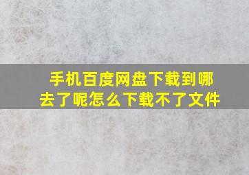 手机百度网盘下载到哪去了呢怎么下载不了文件