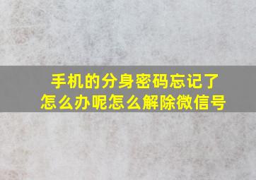 手机的分身密码忘记了怎么办呢怎么解除微信号