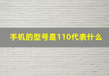 手机的型号是110代表什么