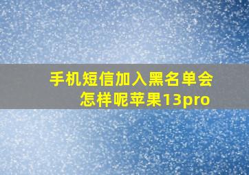 手机短信加入黑名单会怎样呢苹果13pro