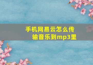 手机网易云怎么传输音乐到mp3里