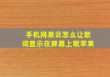 手机网易云怎么让歌词显示在屏幕上呢苹果