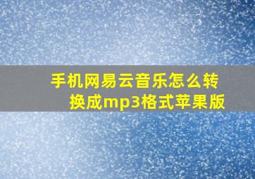 手机网易云音乐怎么转换成mp3格式苹果版