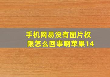 手机网易没有图片权限怎么回事啊苹果14