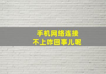 手机网络连接不上咋回事儿呢