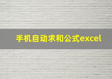 手机自动求和公式excel