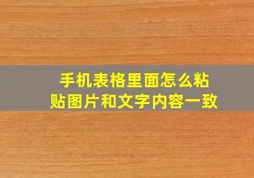 手机表格里面怎么粘贴图片和文字内容一致