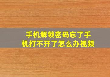 手机解锁密码忘了手机打不开了怎么办视频