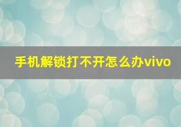 手机解锁打不开怎么办vivo