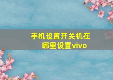 手机设置开关机在哪里设置vivo