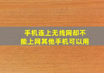 手机连上无线网却不能上网其他手机可以用