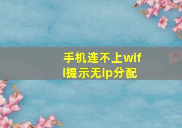 手机连不上wifi提示无ip分配