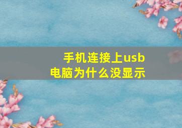 手机连接上usb电脑为什么没显示