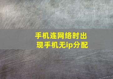 手机连网络时出现手机无ip分配