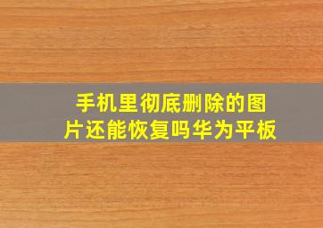 手机里彻底删除的图片还能恢复吗华为平板