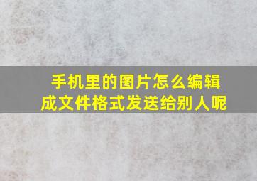 手机里的图片怎么编辑成文件格式发送给别人呢