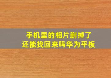 手机里的相片删掉了还能找回来吗华为平板