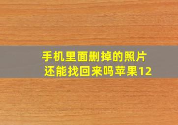 手机里面删掉的照片还能找回来吗苹果12