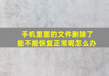 手机里面的文件删除了能不能恢复正常呢怎么办