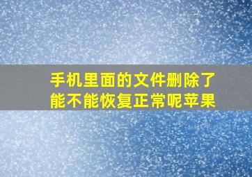 手机里面的文件删除了能不能恢复正常呢苹果