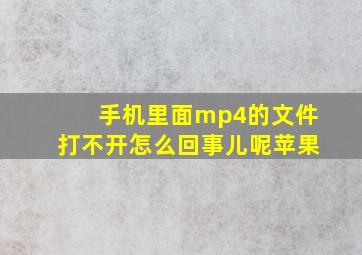 手机里面mp4的文件打不开怎么回事儿呢苹果